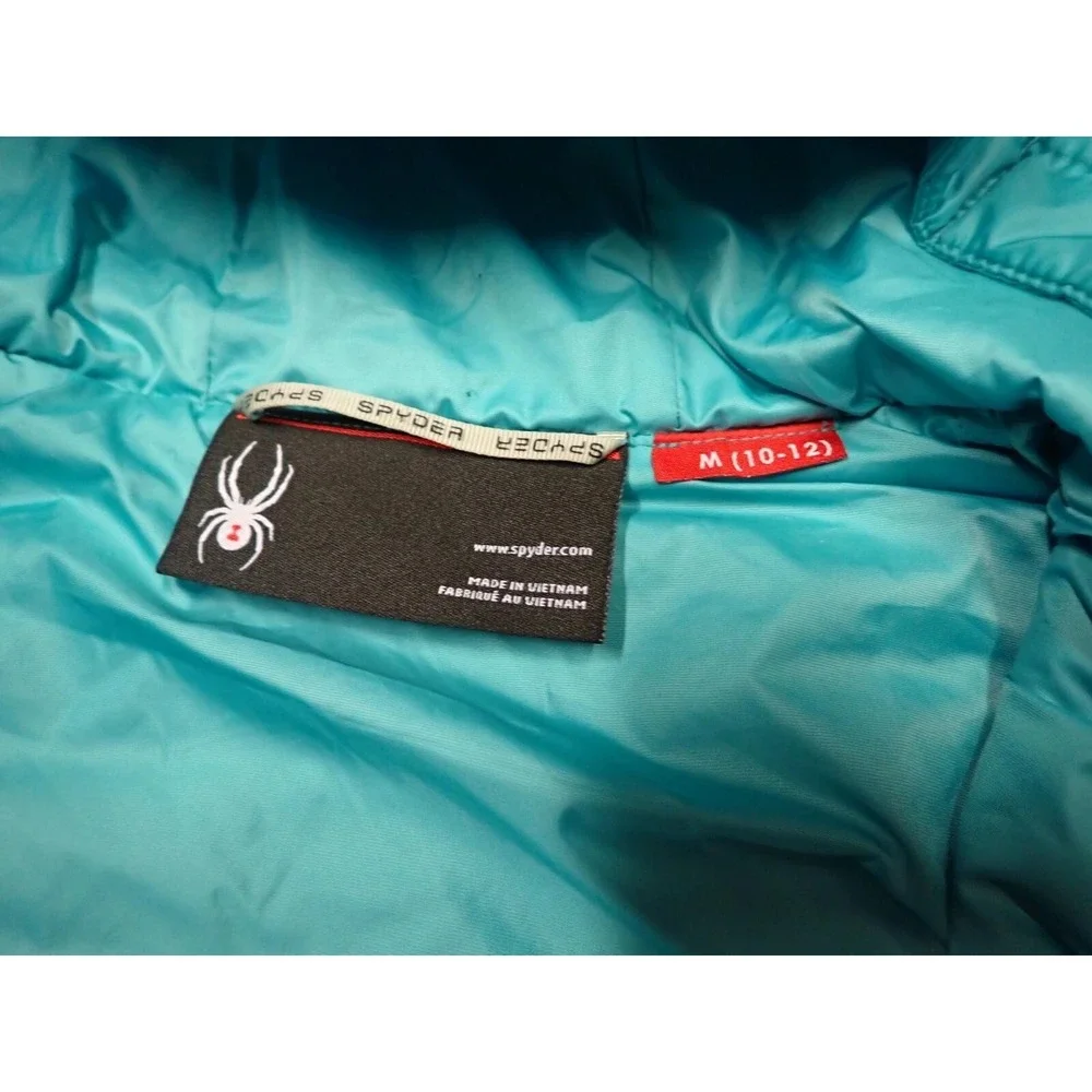 Spyder Puffer Jacket Girls Size M 10/12 Teal Purple Excellent‎ Hooded Insulated